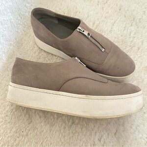 Vince Warner Suede Slip-On Platform Sneakers with Zipper